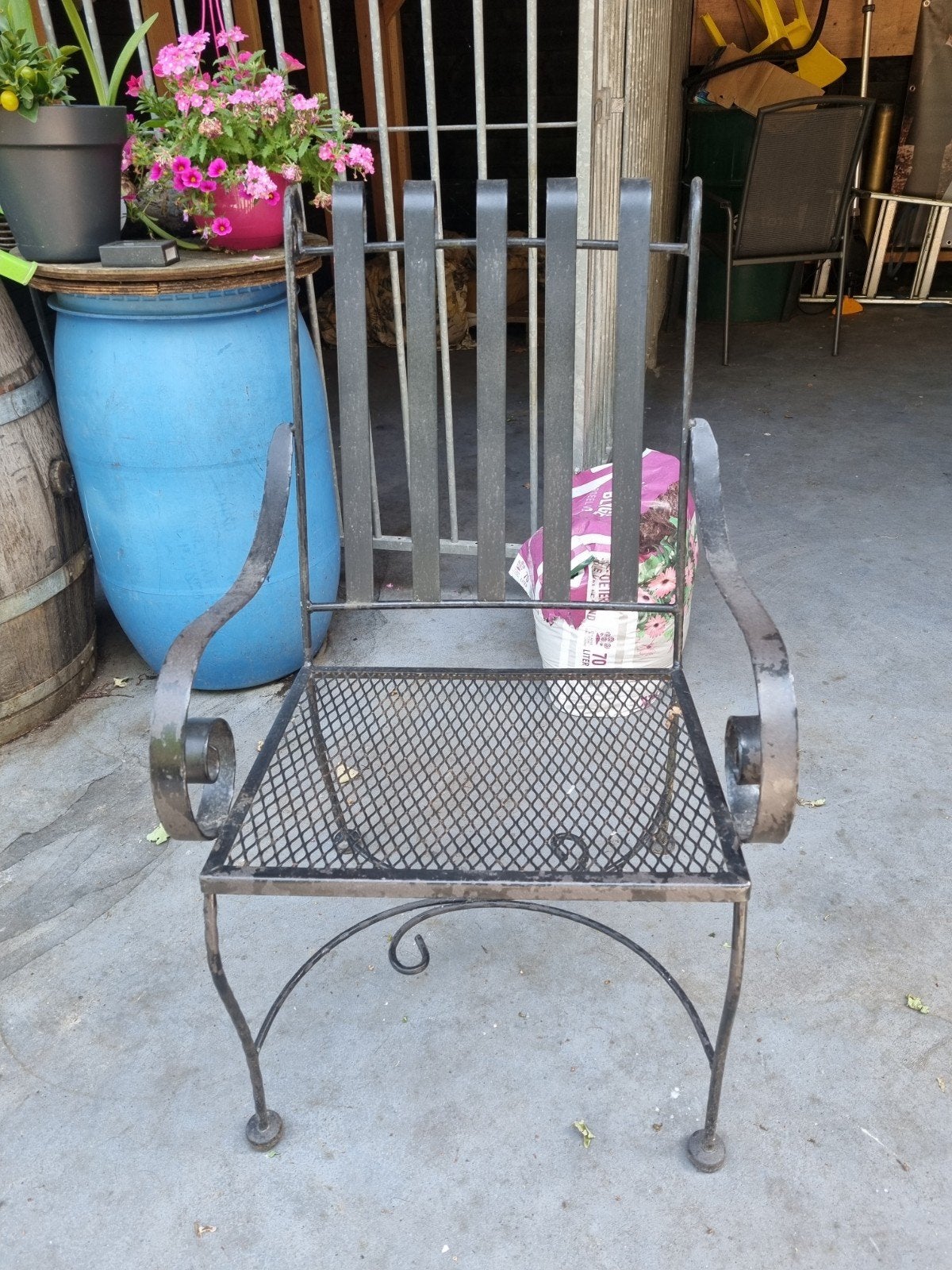 Gietijzeren tuinstoelen, Tuin en Terras, Ophalen, Gebruikt, Metaal