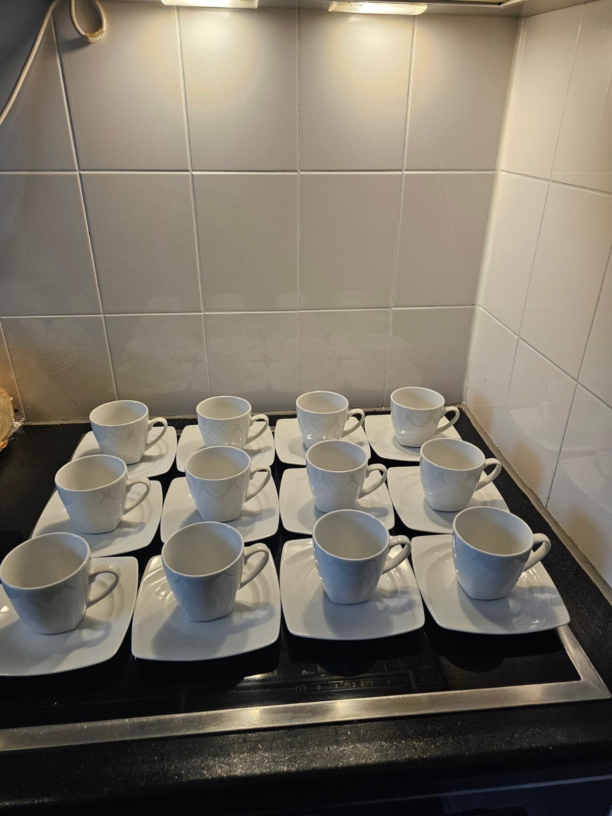 CreaTable Made in Europe - 12 witte koffiekopjes,6 espresso, Ophalen, Overige merken, Keramiek, Zo goed als nieuw