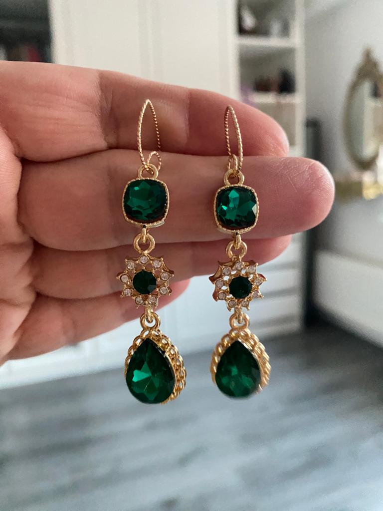 Elegante Groene Oorbellen met Kristallen, Met kristal, Overige materialen, Hangers, Verzenden