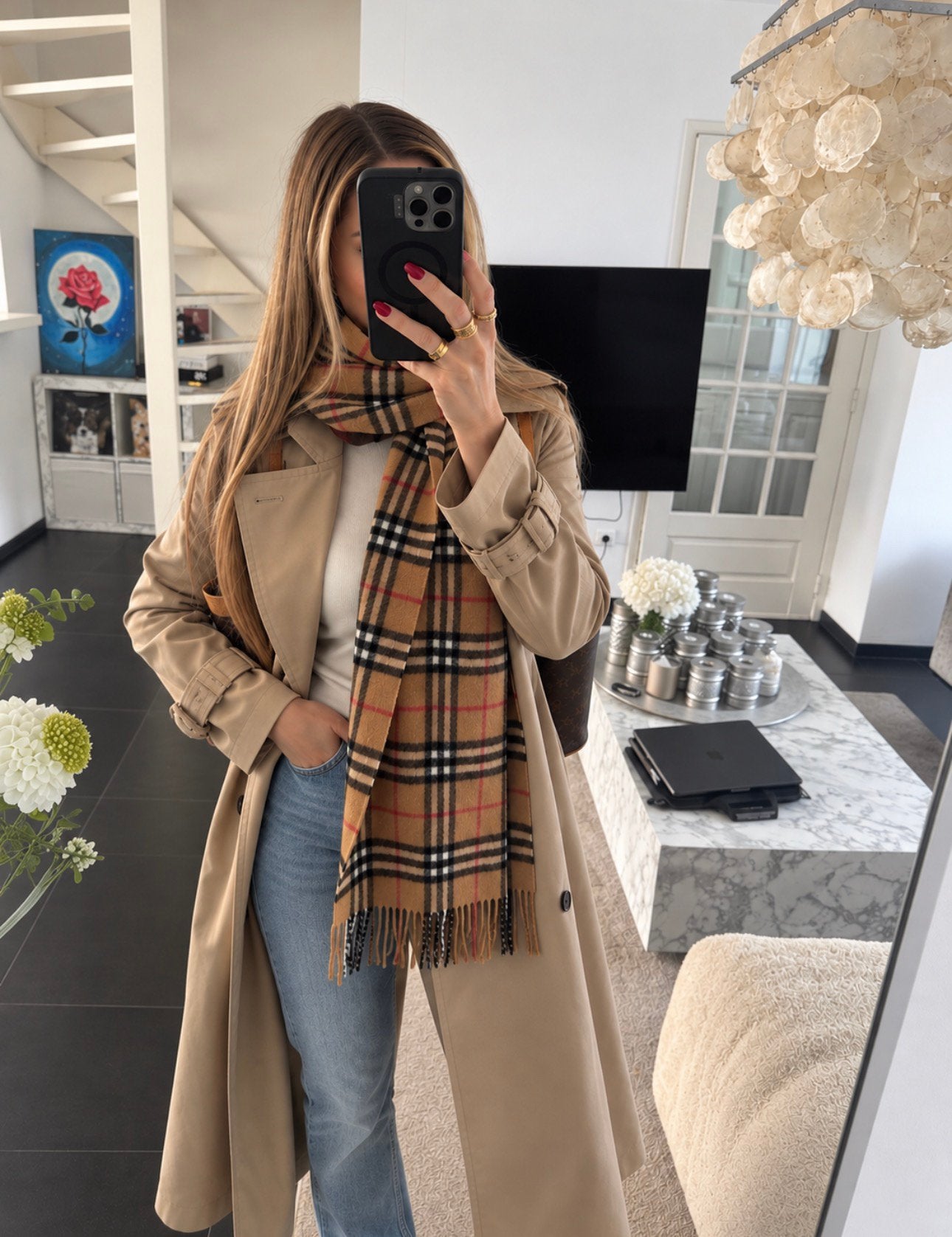 Originele Burberry wollen sjaal beige klassieke ruit print, Ophalen of Verzenden, Zo goed als nieuw, Sjaal