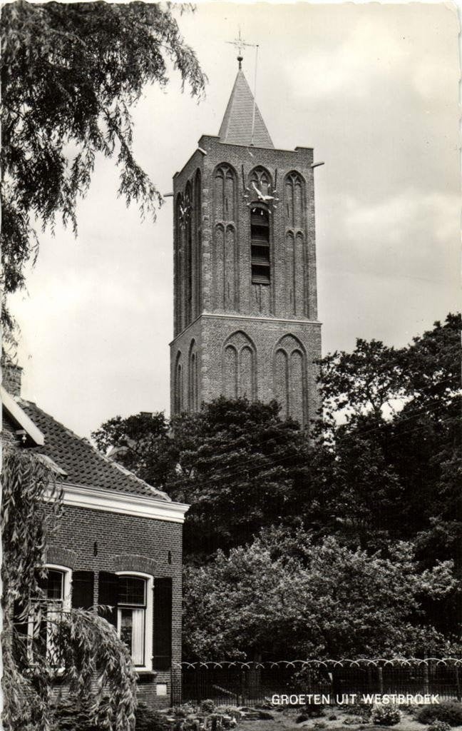 Groeten uit Westbroek - gezicht op de kerktoren - gelopen, Ophalen of Verzenden, 1960 tot 1980, Gelopen, Utrecht