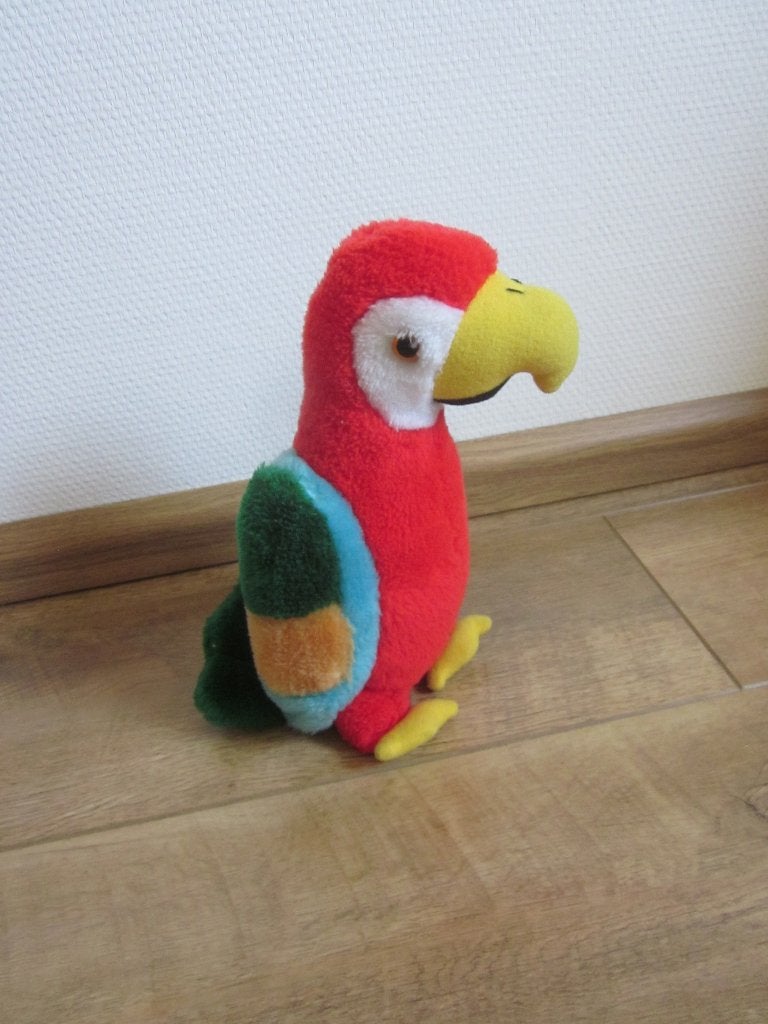 Glad veelkleurig pluche papegaai vogel knuffel stevig gevuld, Overige merken, Overige karakters, Overige typen, Ophalen of Verzenden