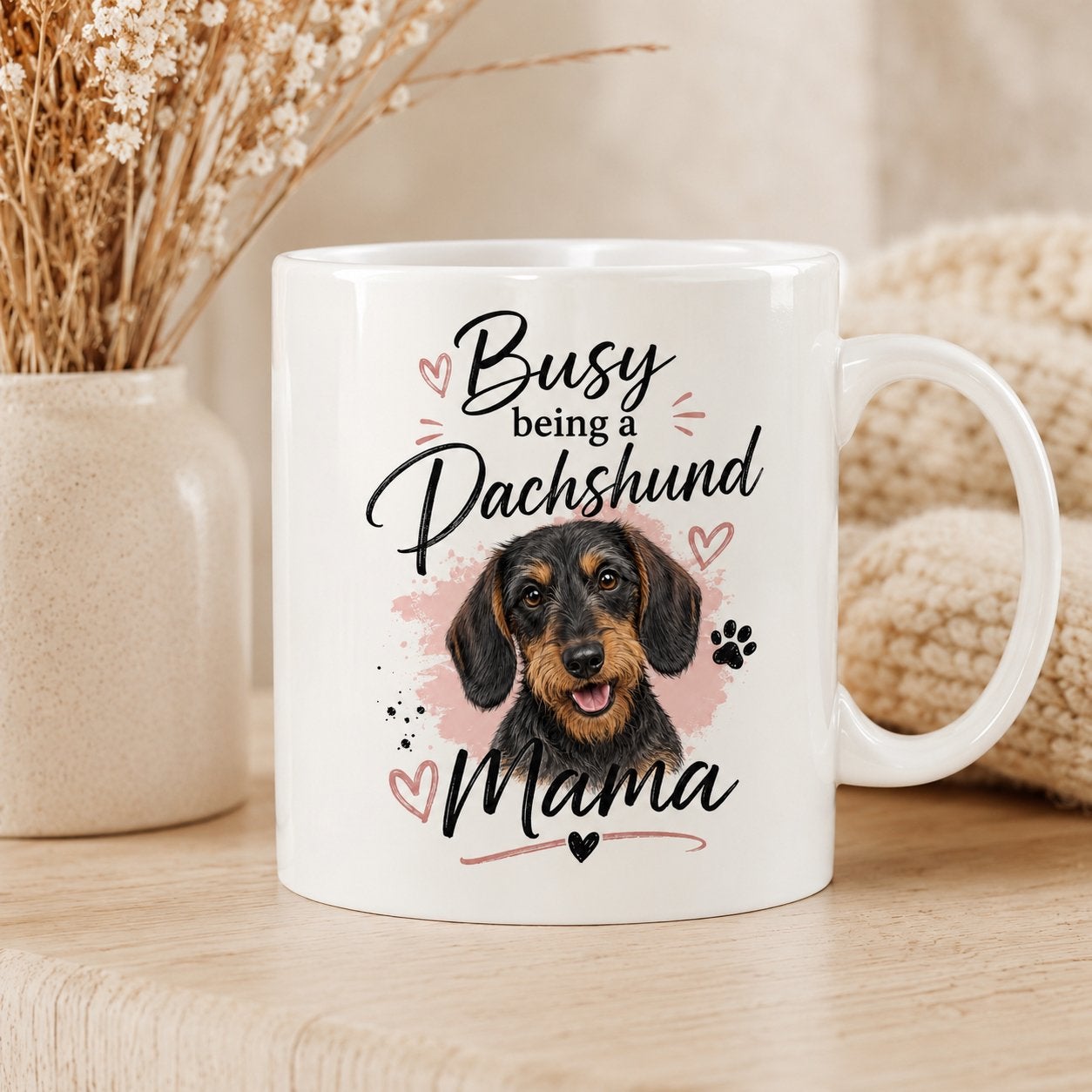 Busy being a Dachshund Mama - Ruwhaar Teckel Mok, Verzenden, Nieuw