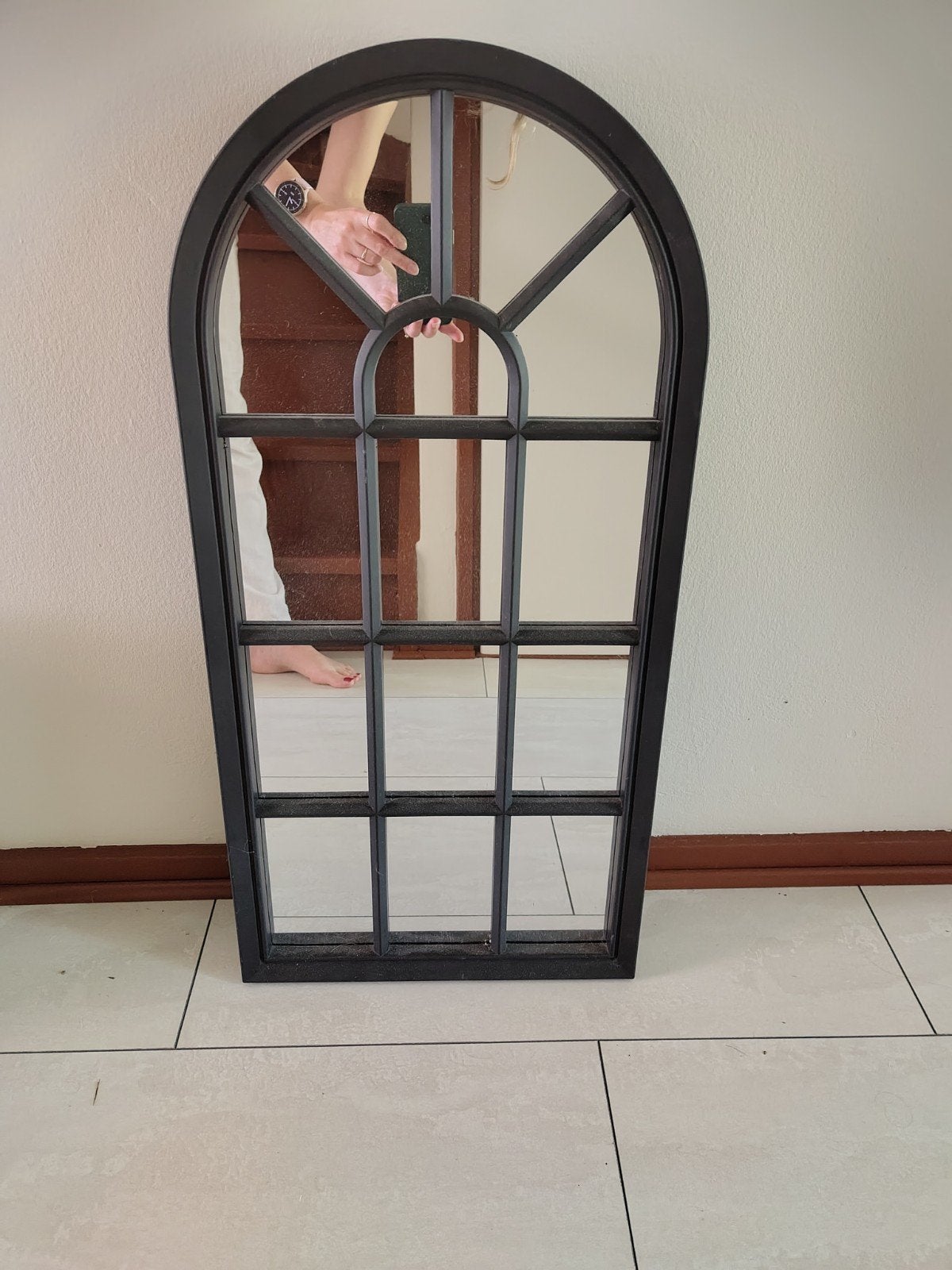 Decoratieve spiegel in boogvorm of stalraam - Zwart, Ophalen, Minder dan 50 cm, Gebruikt, Minder dan 100 cm