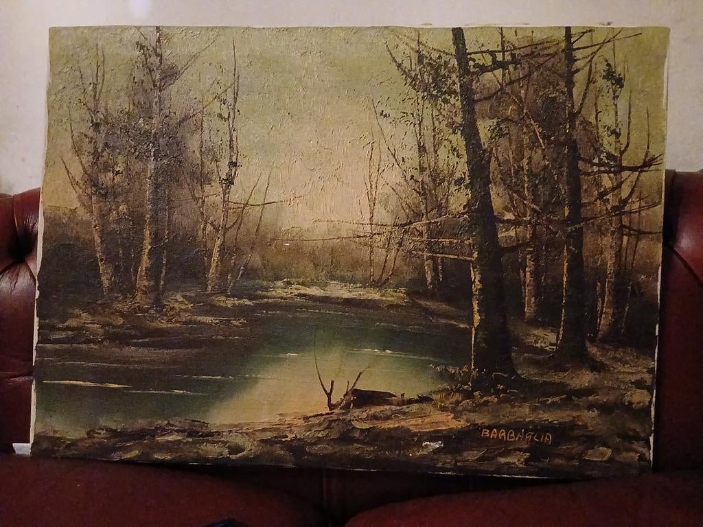 Olieverfschilderij van Barbaglia - Boslandschap, Ophalen