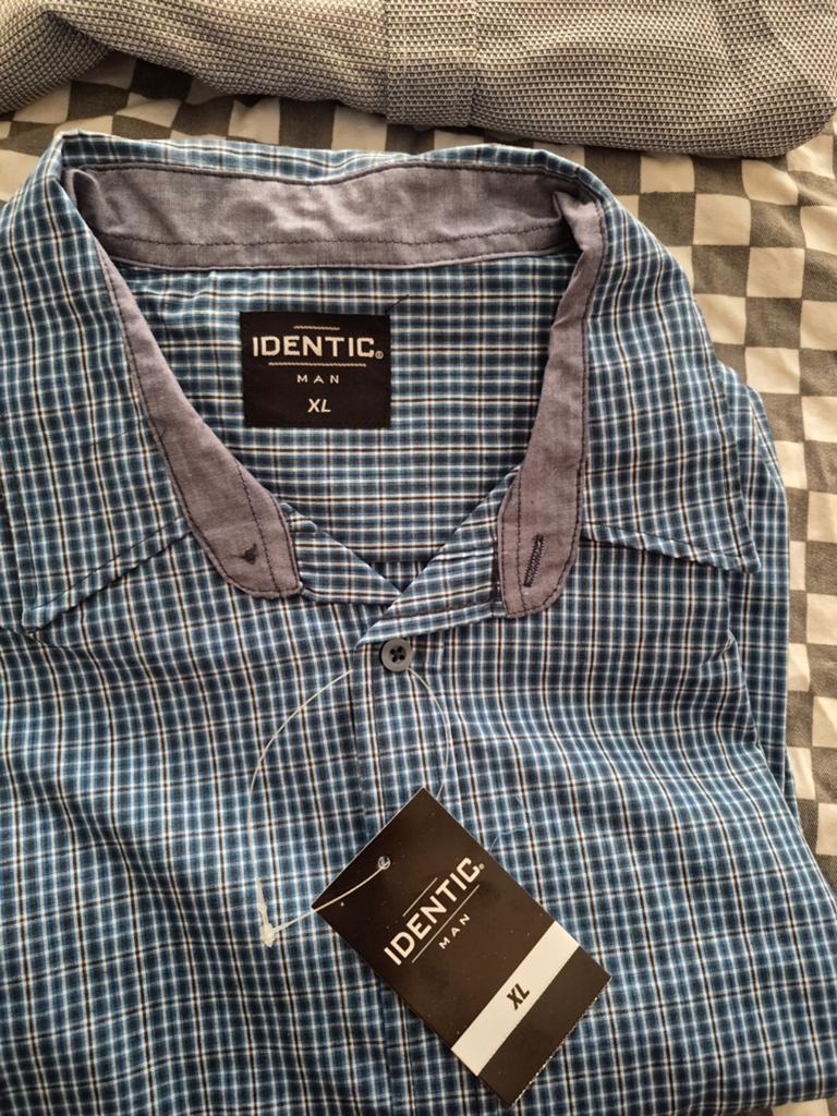 Identic Man Geruit Overhemd - Nieuw met label, Blauw, Nieuw, Ophalen of Verzenden, Overige halswijdtes