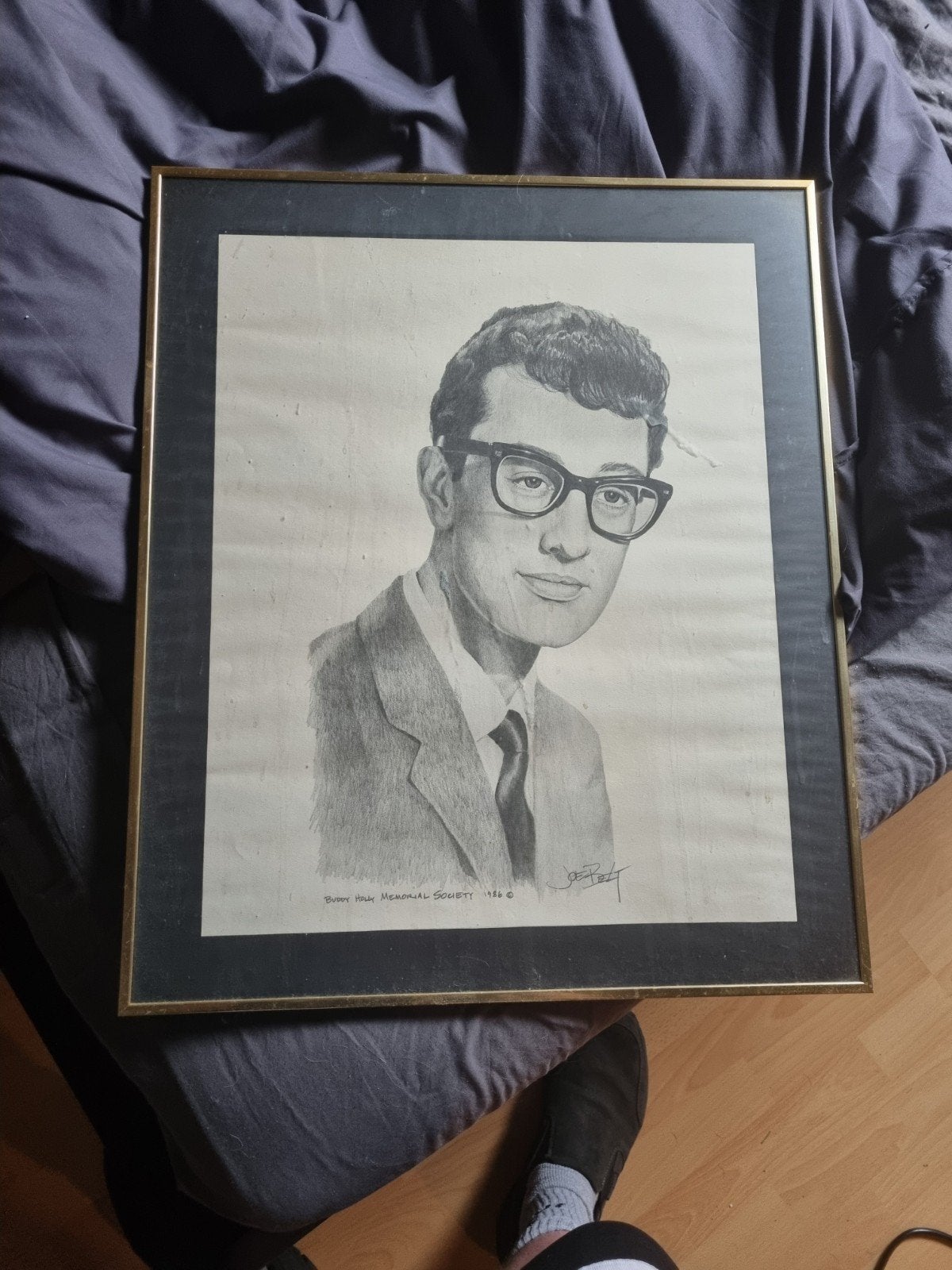 Buddy Holly Memorial Society Potloodtekening 1986, Antiek en Kunst, Kunst | Tekeningen en Foto's, Ophalen of Verzenden, Tekening