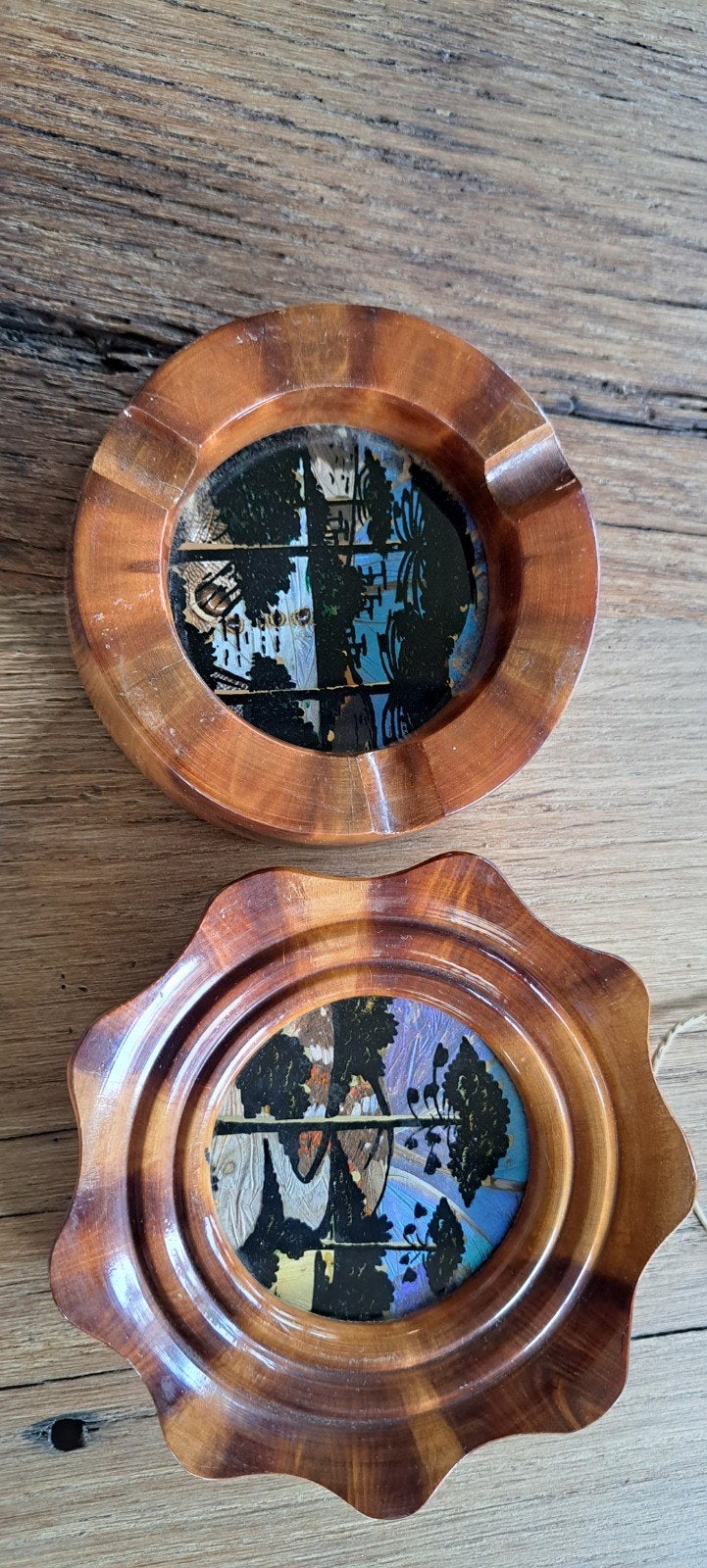 Vintage onderzetters met vlindervleugels, glinsterend, Ophalen of Verzenden
