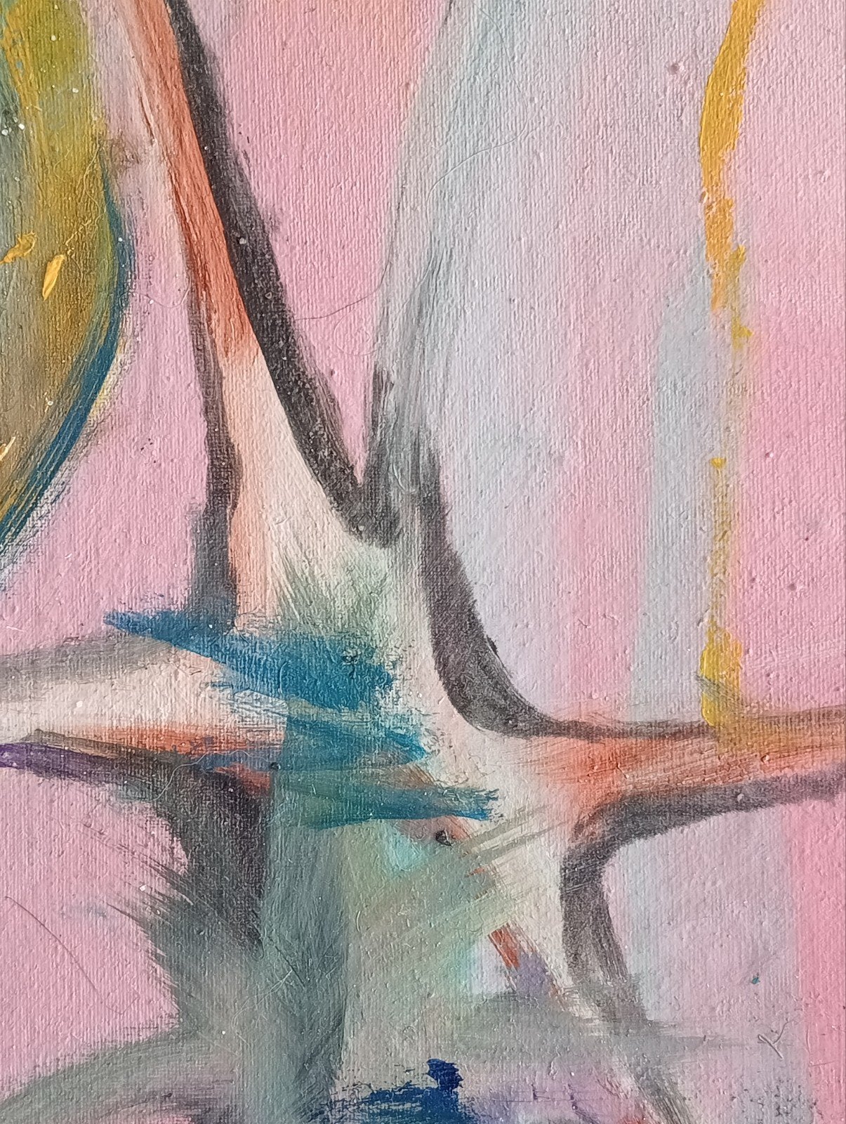 Olieverf op los doek abstracte compositie, Ophalen of Verzenden