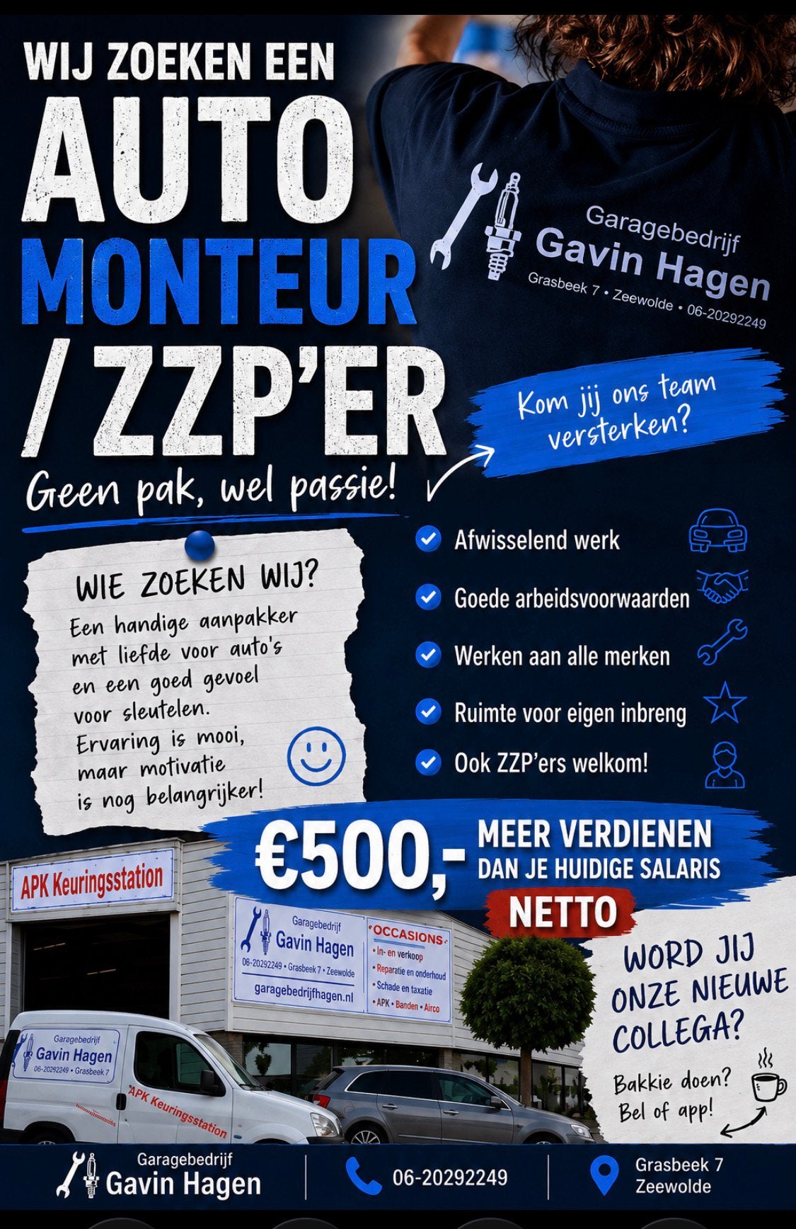 AUTOMONTEUR GEZOCHT OF ZZPERS’S , €500- NETTO MEER VERDIENEN, Vacatures, 33 - 40 uur, Overige niveaus, Starter, Overige vormen