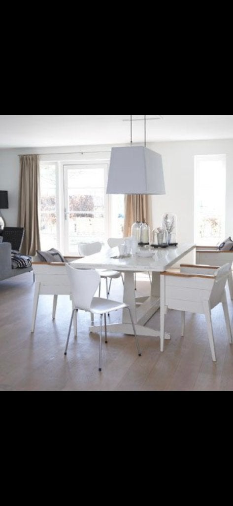 Gevraagd: Eettafel Piet Hein Eek sloophout, wit, Huis en Inrichting, Tafels | Eettafels, Ophalen, Eikenhout, 200 cm of meer, 50 tot 100 cm