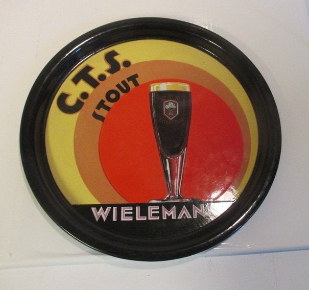 antiek vintage emaille dienblad bier CTS Stout Wielemans, Ophalen of Verzenden, Reclamebord, Plaat of Schild, Overige merken