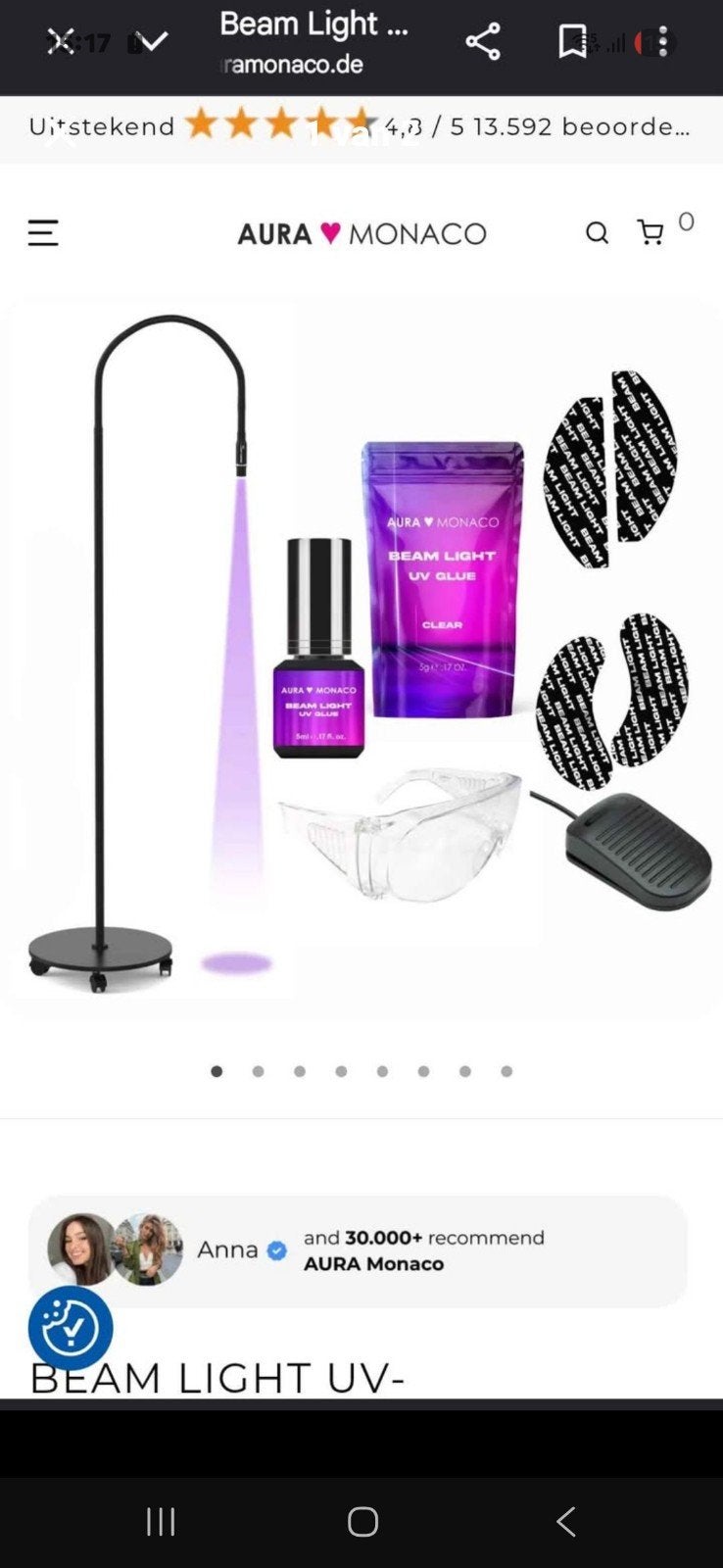 AURA Monaco Beam Light UV-lijm set voor nagels, Ophalen of Verzenden, Zo goed als nieuw, Overige typen