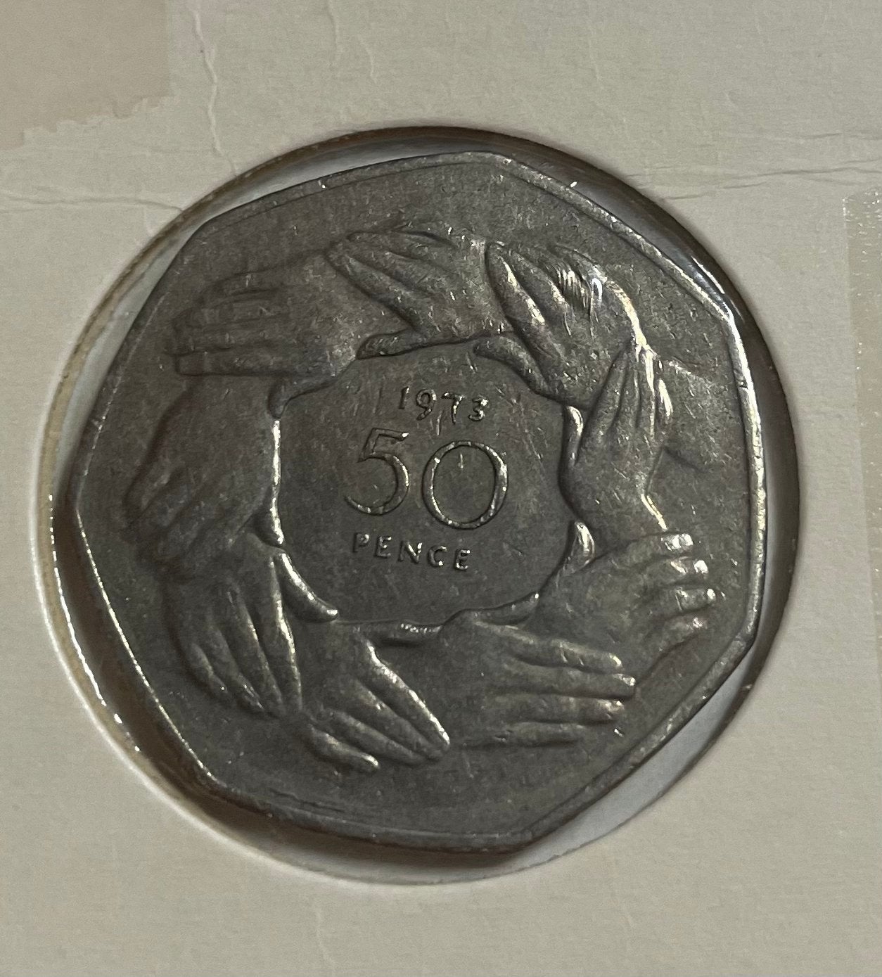 50 pence Engeland 1973, Ophalen of Verzenden, Overige landen