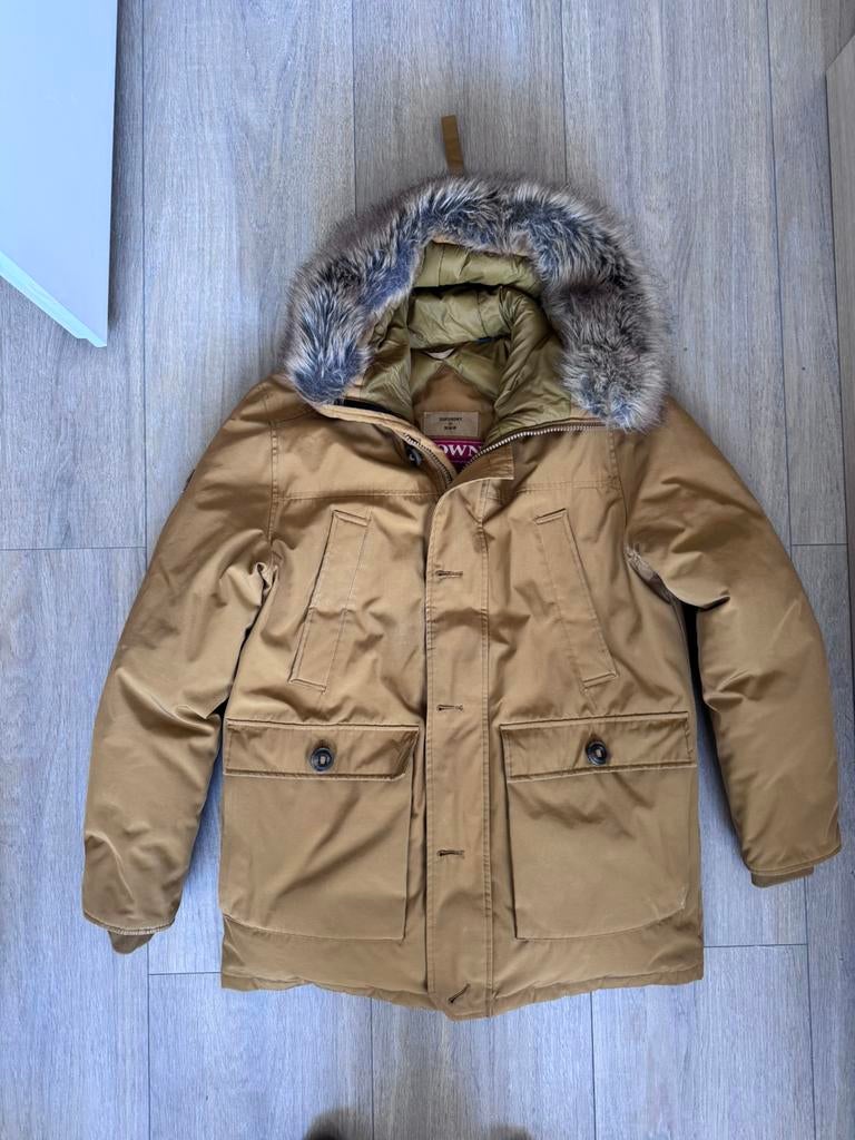 Superdry Winterjas XL Okergeel met Bontkraag, Kleding | Dames, Jassen | Winter, Ophalen of Verzenden, Gedragen, Maat 46/48 (XL) of groter