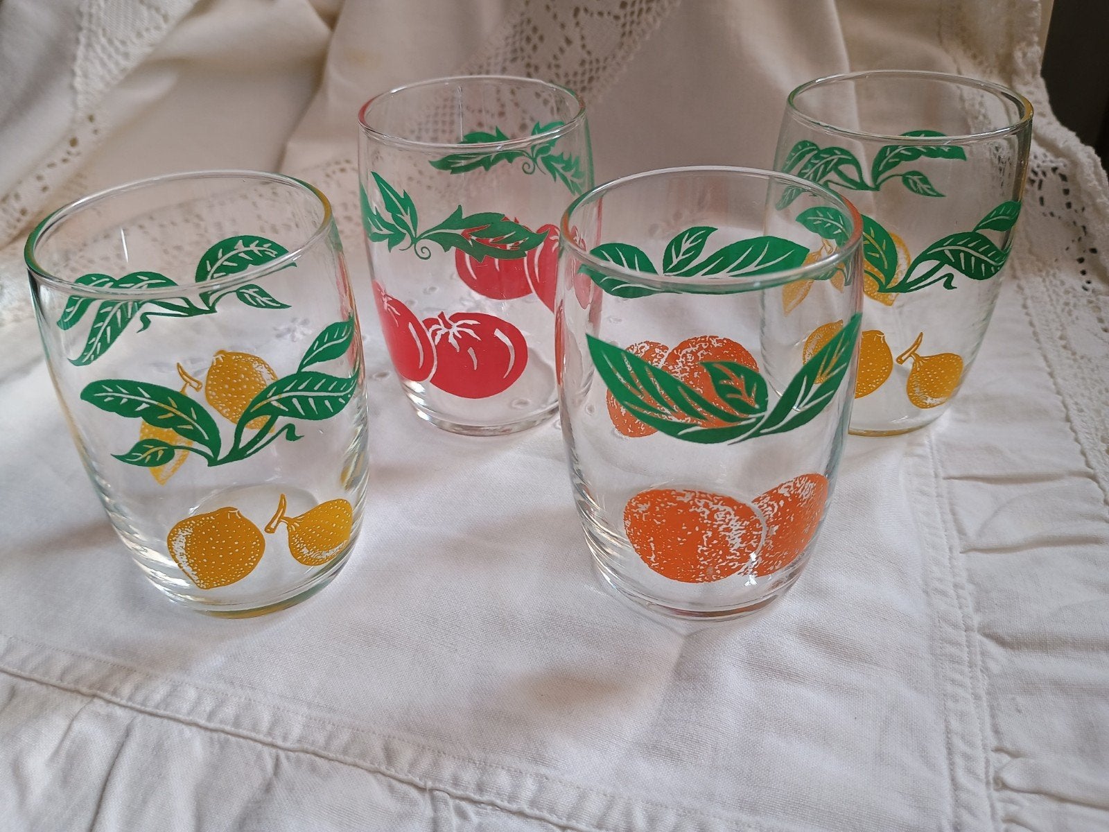 4 vintage limonade glaasjes uit de jaren 70, Ophalen of Verzenden, Borrel- of Shotglas