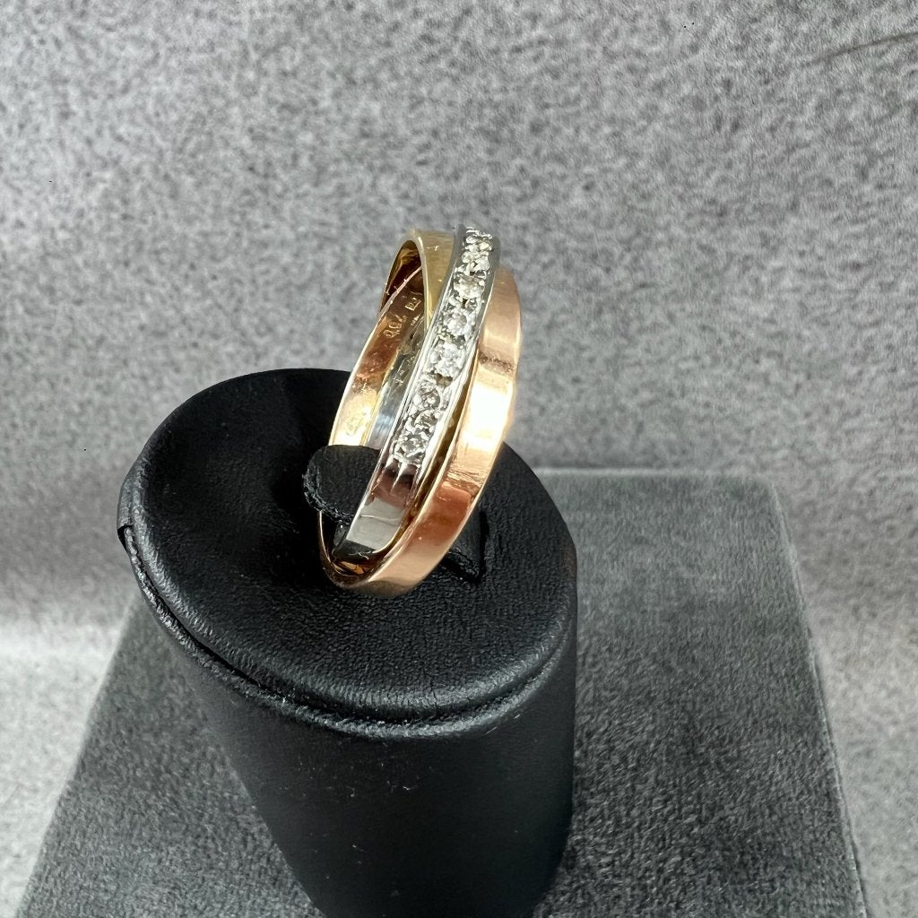 Gouden Ring | 18k | 8,66g | bandring zirkonia |20,5 | 414865, Gebruikt, 19 tot 20, Ophalen of Verzenden, Dame