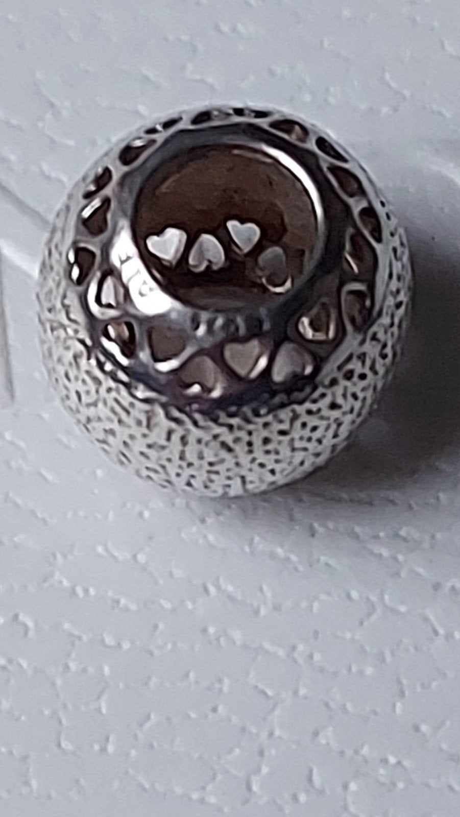 Originele Pandora zilveren bedel met glitter en hartjes, Ophalen of Verzenden, Zo goed als nieuw, Zilver, Pandora