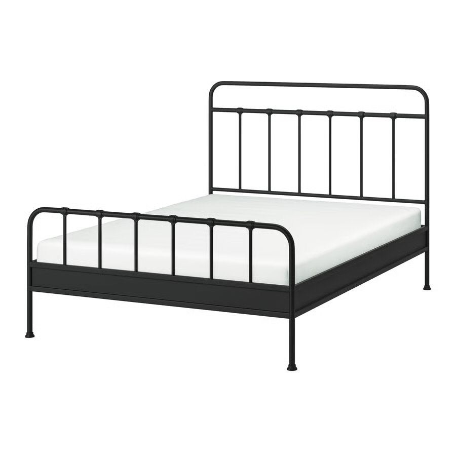 Sagstua bed zwart Metaal 160x200 cm, Zwart, Tweepersoons, Ophalen of Verzenden, Zo goed als nieuw