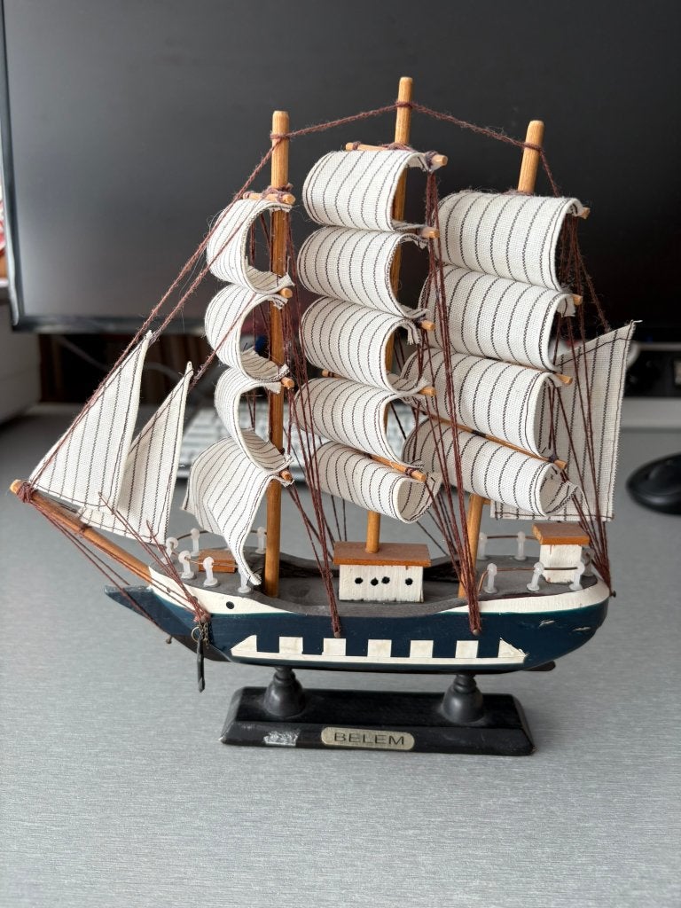 Decoratief houten schaalmodel driemaster, Ophalen of Verzenden, Gebruikt, Zeilboot, Schaalmodel