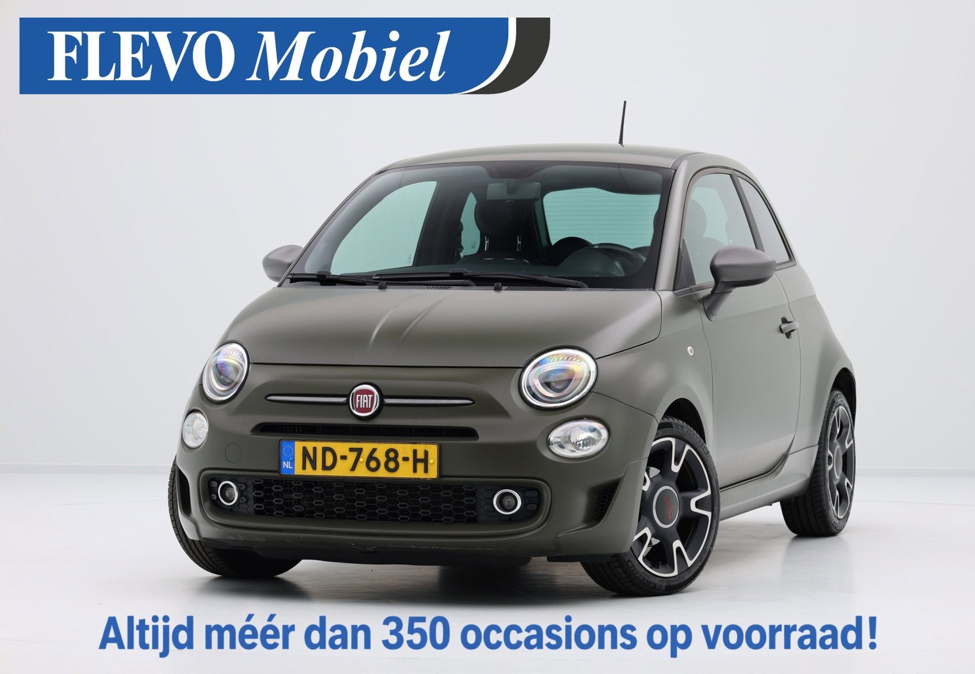 Fiat 500 0.9 TwinAir 105pk Turbo Sport 500S -Mat Groen-, Auto's, Gebruikt, Leder en Stof, Origineel Nederlands, Handgeschakeld