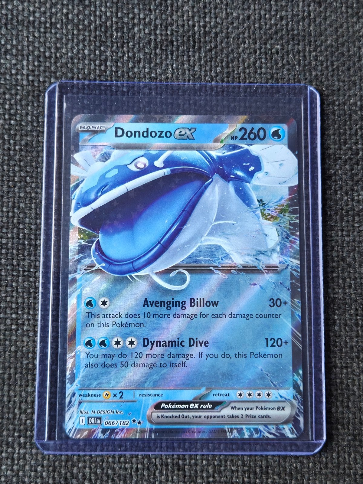 Pokémon kaart - Dondozo ex - 066/182 - Paradox Rift, Ophalen of Verzenden, Zo goed als nieuw, Losse kaart