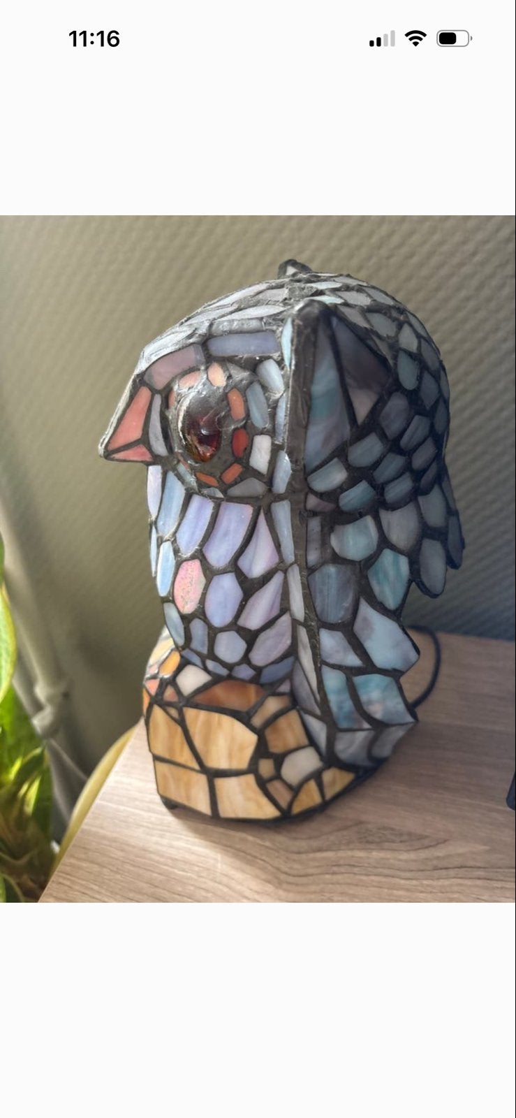 Tiffanylamp Uil - Handgemaakte Glas-in-lood Tafellamp, Ophalen of Verzenden