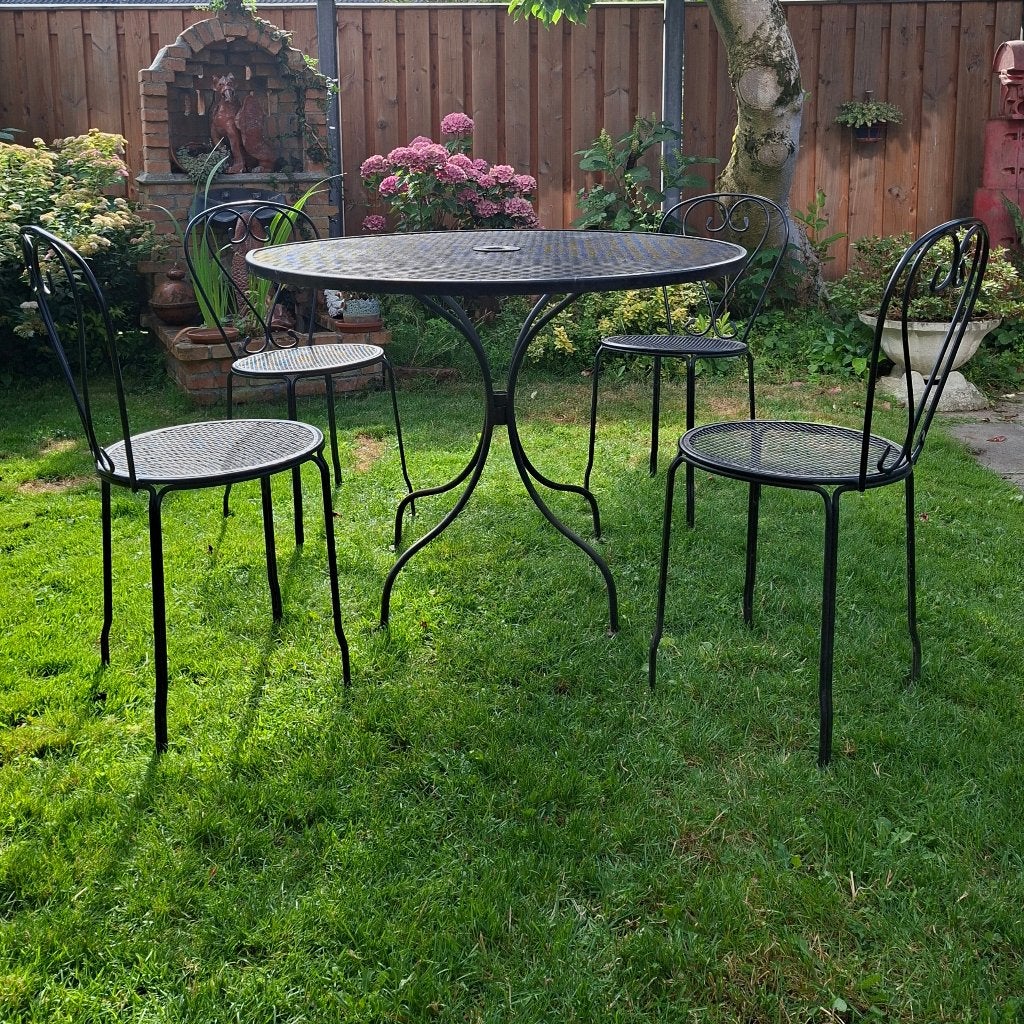 Vintage metalen tuinset in Thonet-stijl, Ophalen, Gebruikt, Tuinset, Eettafel