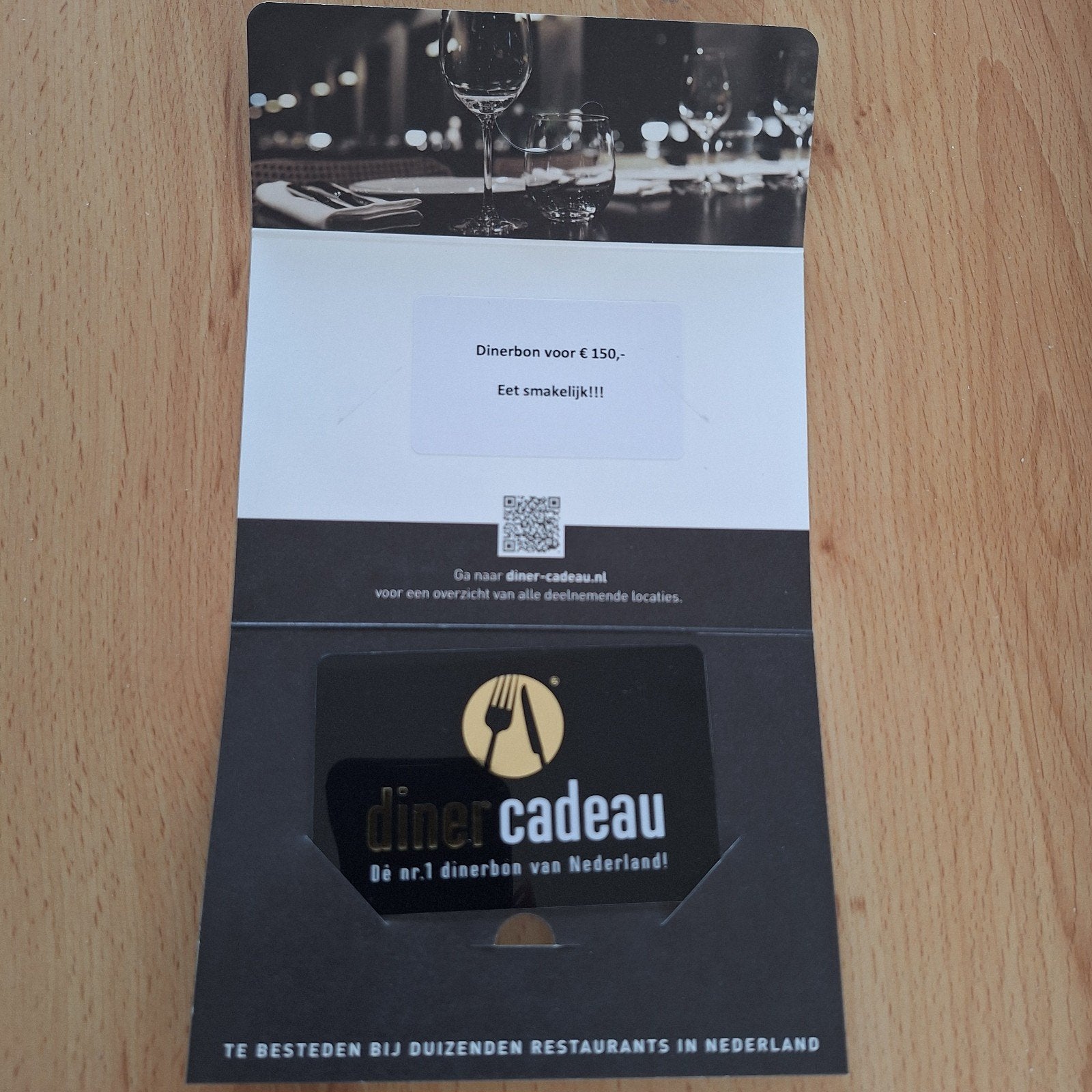 Dinerbon voor €150, Twee personen, Cadeaubon