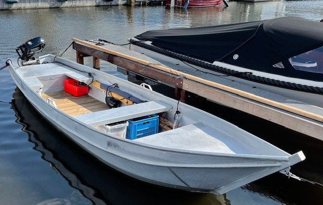 Weteringse Punter met buitenboordmotor, Ophalen, Aluminium, Benzine, Buitenboordmotor