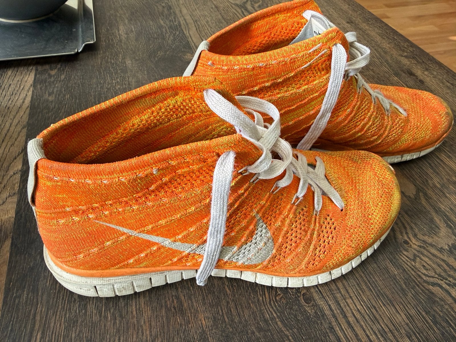 Nike Free Run Flyknit Oranje Maat 44, Ophalen of Verzenden, Gedragen, Overige kleuren, Sneakers of Gympen