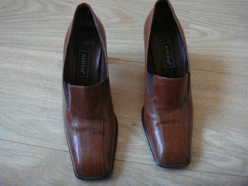 Schoenen leren hakken bruin maat 37, Ophalen of Verzenden, Gedragen, Bruin, Schoenen met hoge hakken