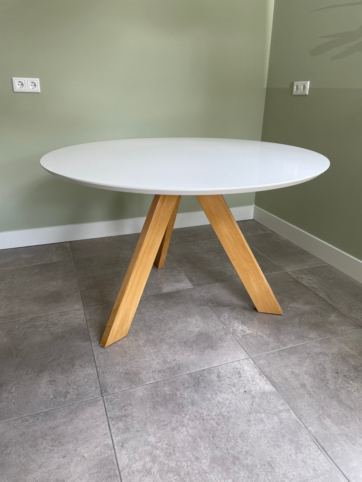 Ronde eettafel 120 cm, Ophalen, 100 tot 150 cm, Rond, Zo goed als nieuw