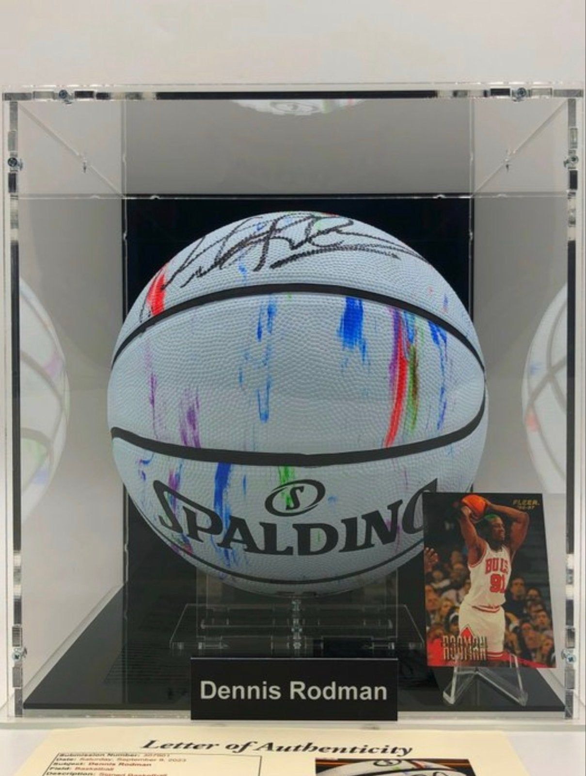 Gesigneerde Spalding NBA Marble Series basketbal Dennis Rodm, Ophalen of Verzenden