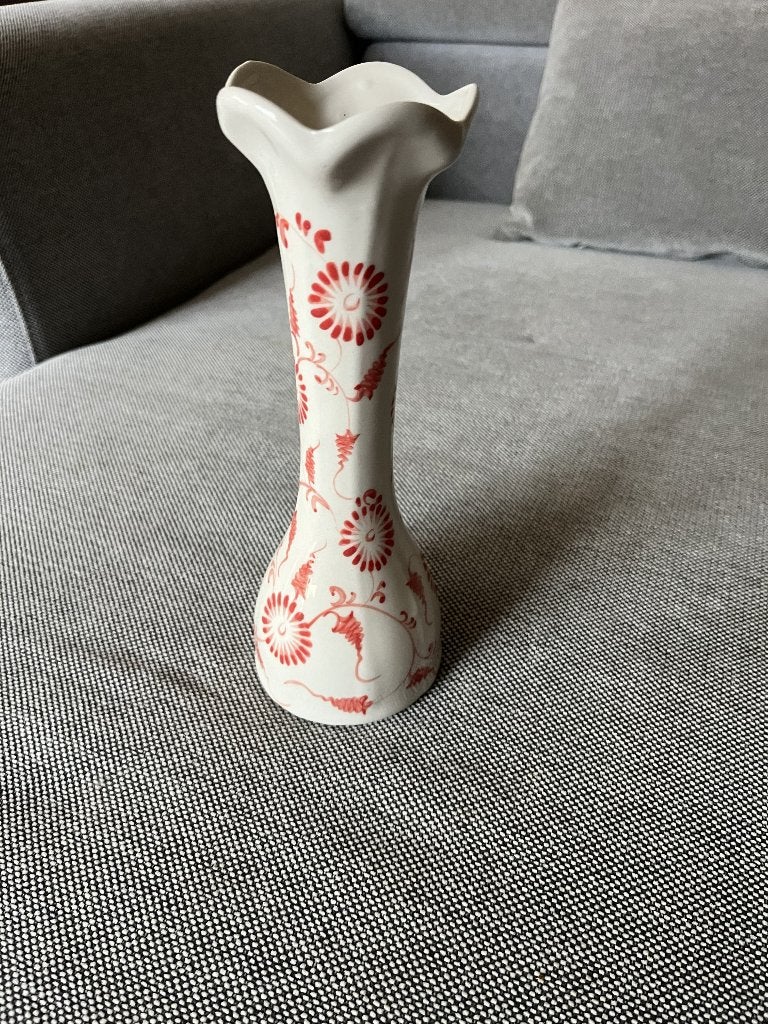 Keramieken soliflore vaas "Delfts Rood", Ophalen of Verzenden, Zo goed als nieuw, 22 cm, Steen/keramiek