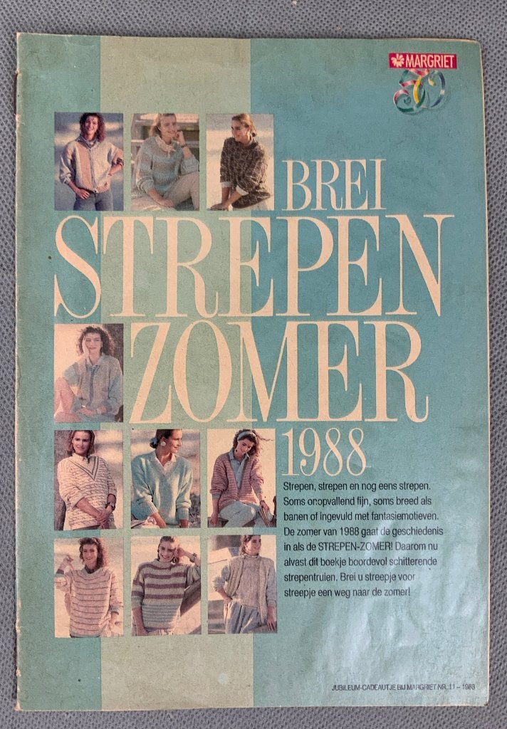 Vintage 80s Mini breiblad Margriet Brei strepenzomer 1988, Ophalen of Verzenden, Gebruikt, Breien, Patroon of Boek