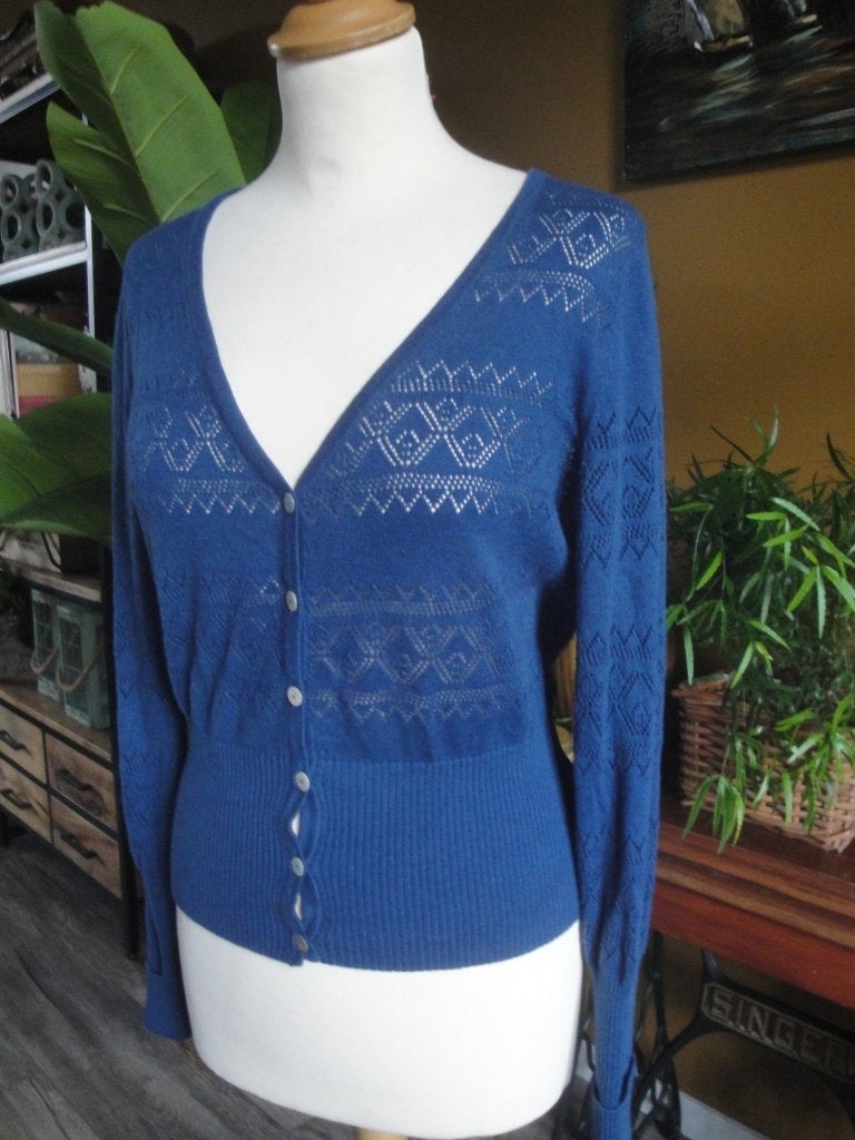 Blauw ajourvestje HEMA maat M, Maat 38/40 (M), Blauw, Ophalen of Verzenden, Gedragen