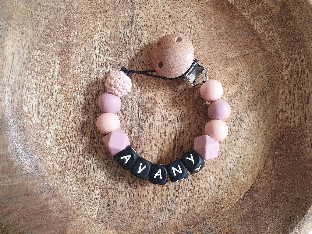 speenkoord rosé met of zonder naam €9,95, Ophalen of Verzenden, Nieuw, Kraamcadeau