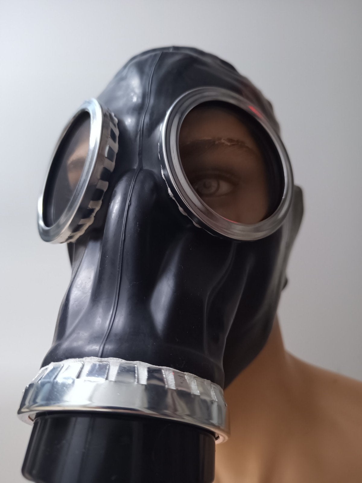 GROTE Maat Flexibel zwart rubber masker latex gasmasker met, Ophalen of Verzenden