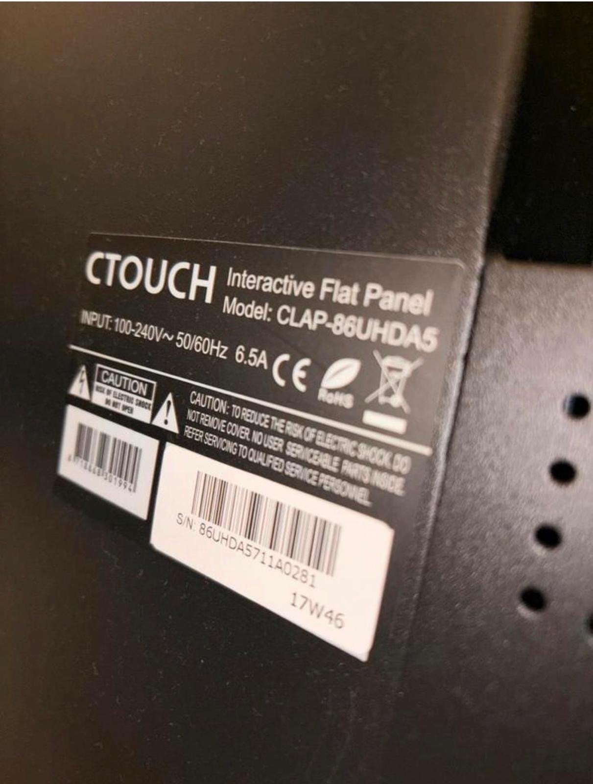 CTOUCH 86 inch 4K Interactief Digibord - Perfect voor Onderw, Overige merken, 50 Hz, Ophalen of Verzenden, 100 cm of meer