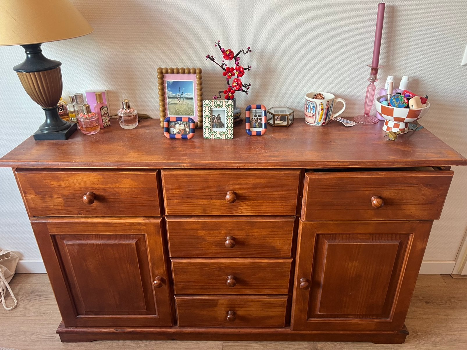 Mooie houten dressoir, Ophalen, Gebruikt, 100 tot 150 cm, 25 tot 50 cm