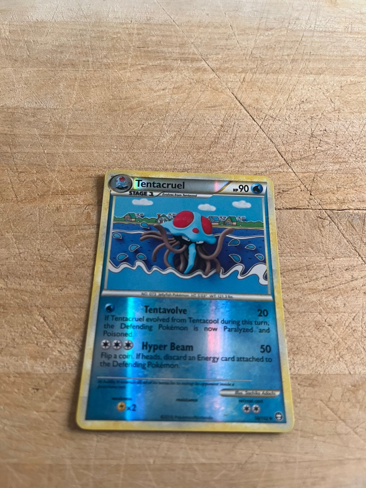 Pokemon Tentacruel #50/102 Reverse Holo, Ophalen of Verzenden, Zo goed als nieuw