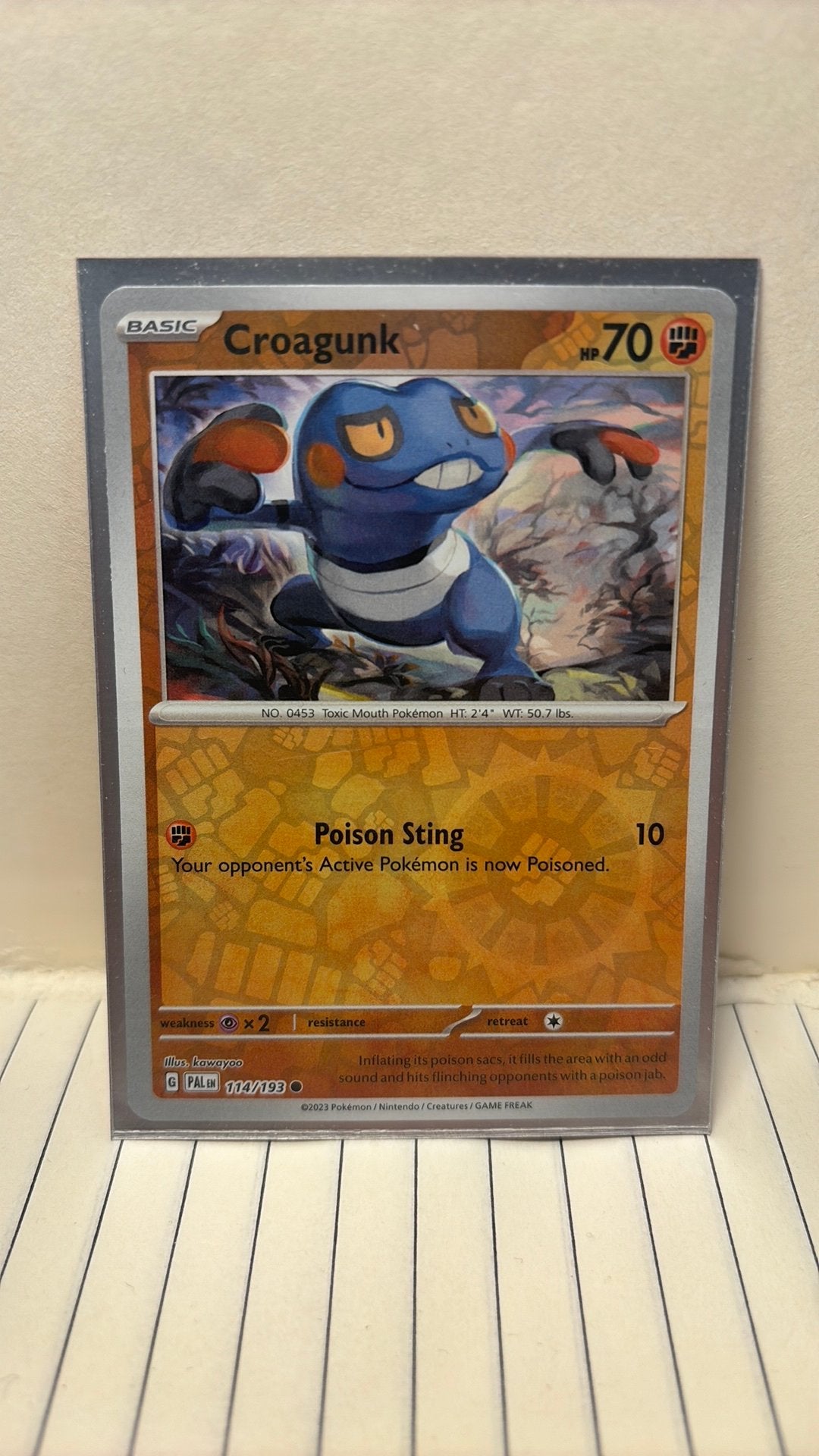 Croagunk 114/193 paldea evolved reverse holo pokemon kaart, Ophalen of Verzenden, Nieuw, Boosterbox