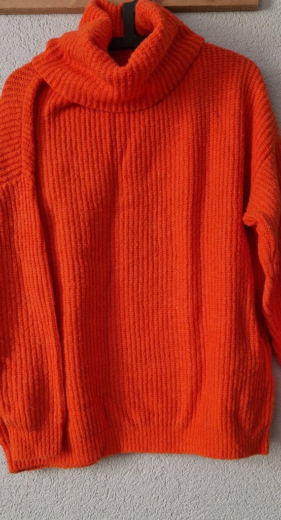 Knalle oranje knitted trui grote kol Maat l, Verzenden, Trui of Vest, Oranje, Zo goed als nieuw