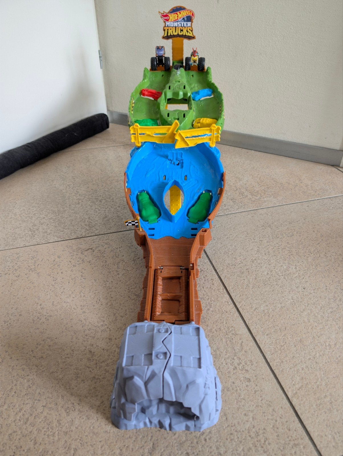 Hot Wheels Monstertruck baan met twee Monstertrucks, Ophalen, Gebruikt