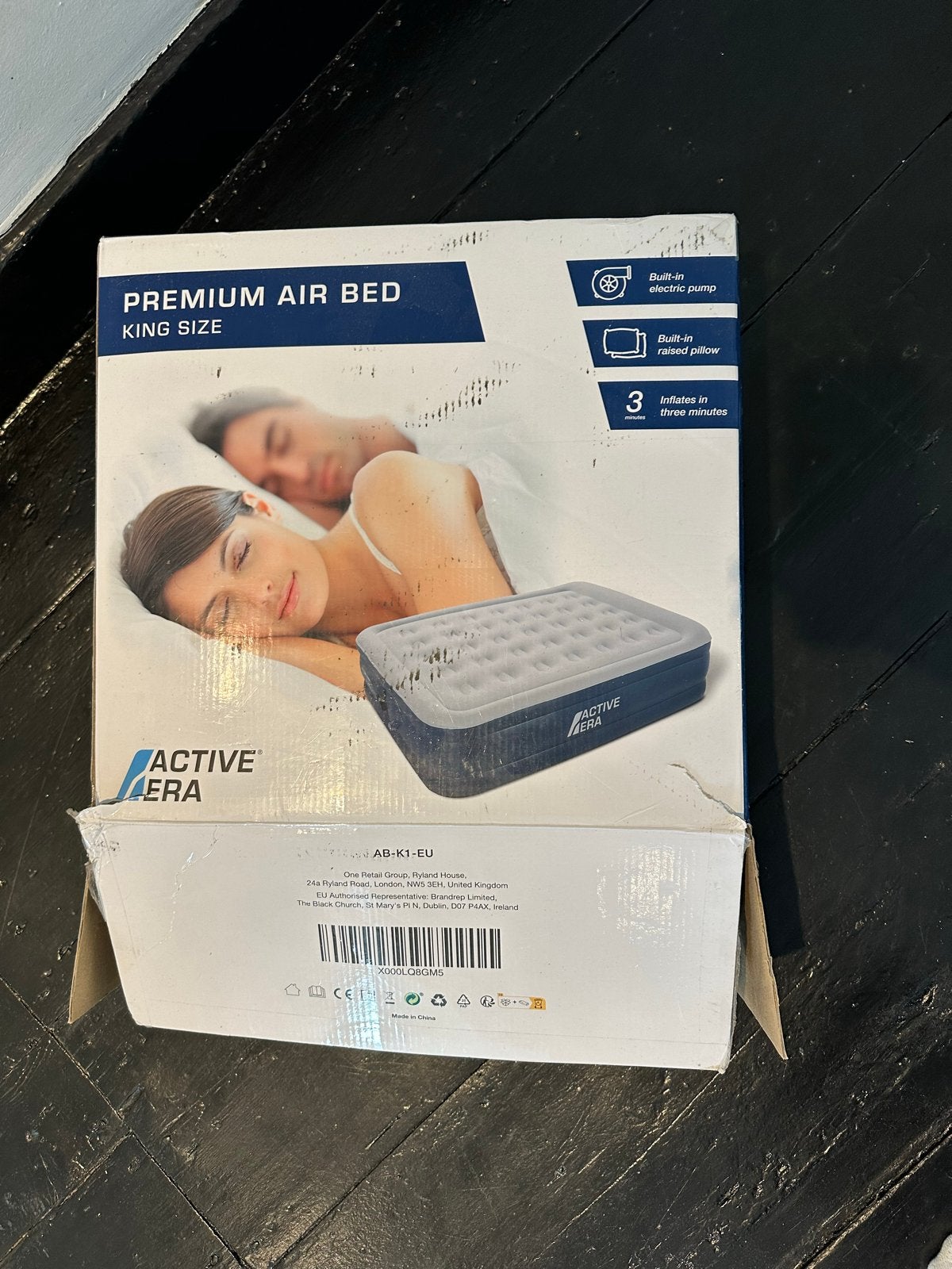 Active Era Premium Luchtbed King Size met ingebouwde pomp, Huis en Inrichting, Ophalen, Overige materialen, Blauw, Tweepersoons