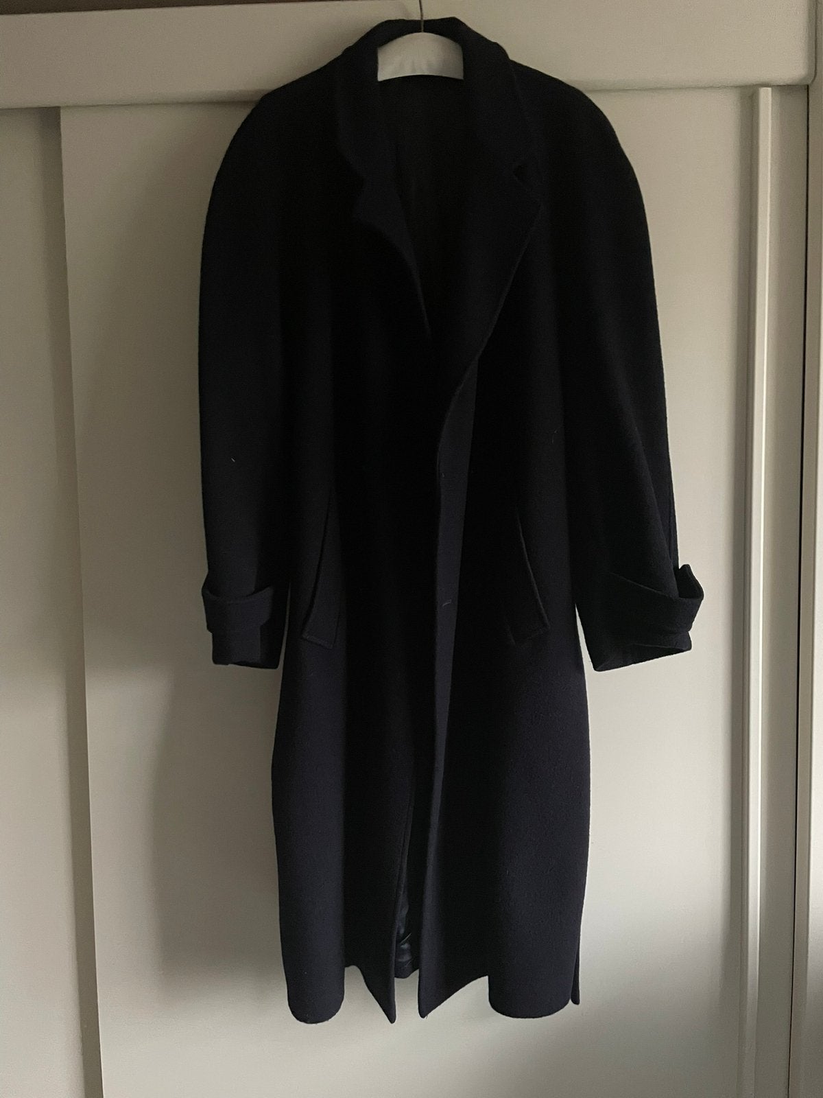 Te koop d. blauwe herenmantel, Kleding | Heren, Ophalen of Verzenden, Zo goed als nieuw, Maat 48/50 (M), Blauw