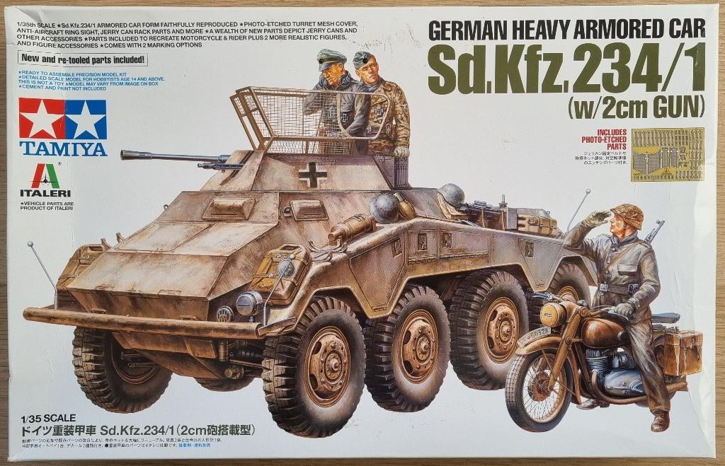 Tamiya #37019 1:35 WWII Heavy Armored Car Sd.Kfz.234/1, Hobby en Vrije tijd, 1:32 tot 1:50, Overige typen, Nieuw, Ophalen of Verzenden