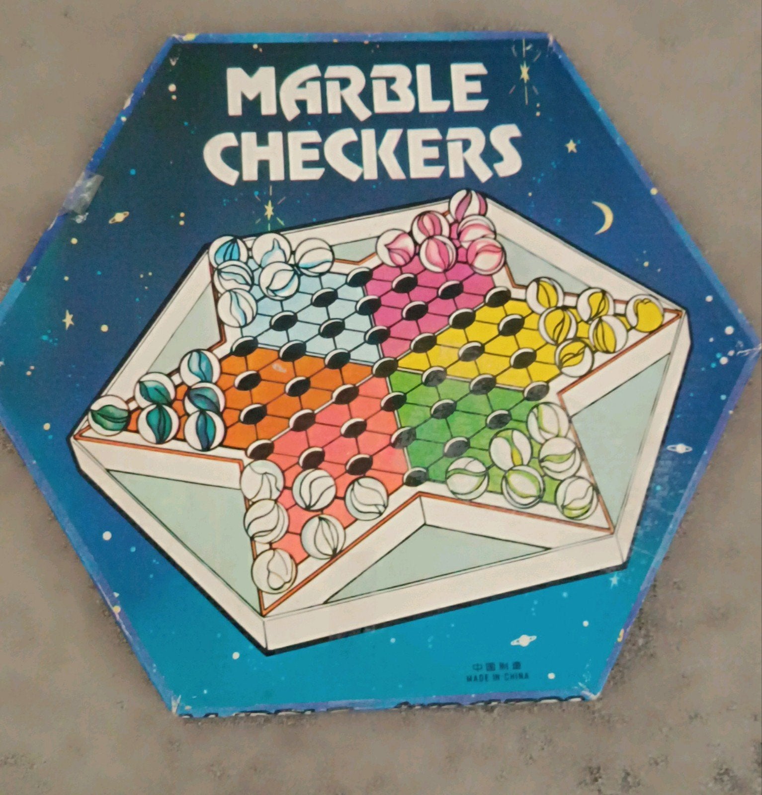 Vintage Marble Checkers Bordspel –Chinees Dammen (Jaren 60), Ophalen of Verzenden, Gebruikt
