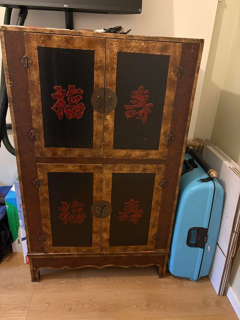Chinese trouwkast, Huis en Inrichting, Kasten | Kledingkasten, Ophalen, Gebruikt, 150 tot 200 cm, 25 tot 50 cm